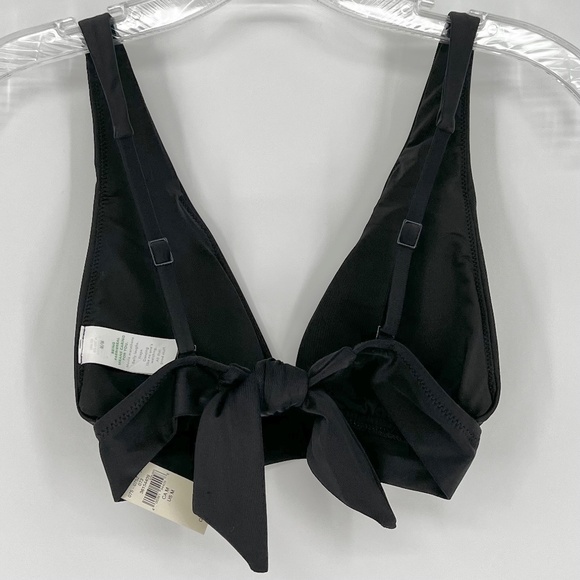 Aerie Women's Triangle Bikini Swim Top Size M Black Tie Back Banded Padded - Picture 3 of 8